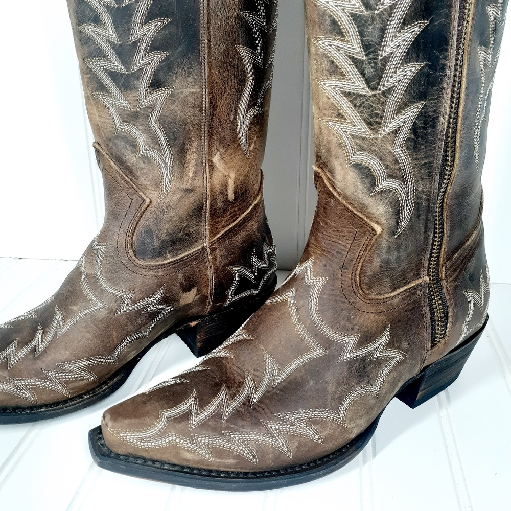 NEW Redneck Riviera Women’s Brown Leather Cowboy Western Boots - Picture 6 of 12